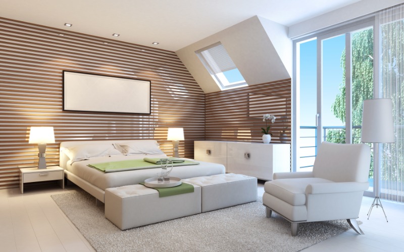 Bedroom setup with cupboards