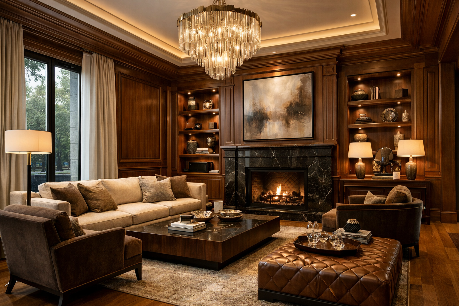 Villa wooden interior and luxury furniture work